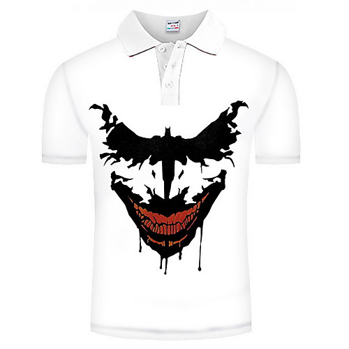 

Men's Graphic Cartoon Print Polo Daily White