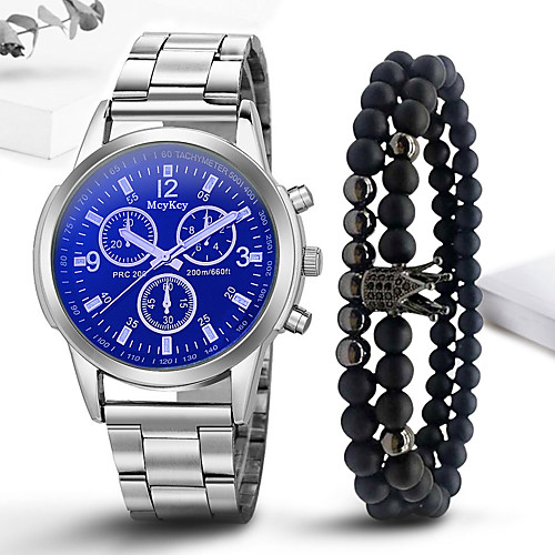 

Men's Steel Band Watches Quartz Modern Style Stylish Stainless Steel Silver Casual Watch Cool Analog Casual Cool - WhiteSilver SilverBlue One Year Battery Life