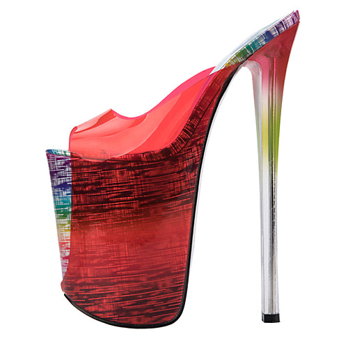 

Women's Sandals Summer Stiletto Heel Open Toe Party & Evening PU Clear / Purple / Red