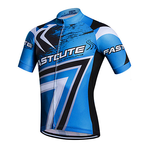 

Short Sleeve Cycling Jersey Blue Bike Top Moisture Wicking Sports Clothing Apparel