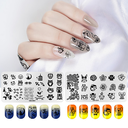 

2 pcs Nail Stamping Tool Stamping Plate Template Animal Series / Flower Series Multi-Design / Recyclable nail art Manicure Pedicure Trendy / Cute Daily