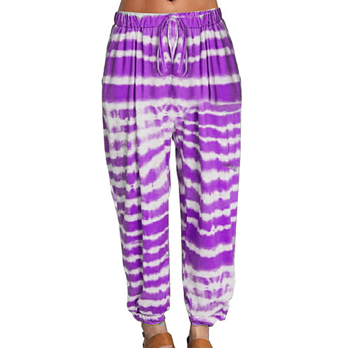 

Women's Basic Chinos Pants - Tie Dye Wine Blue Purple S / M / L