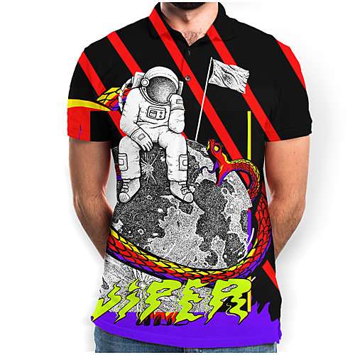 

Men's Graphic Polo Basic Elegant Daily Going out Rainbow