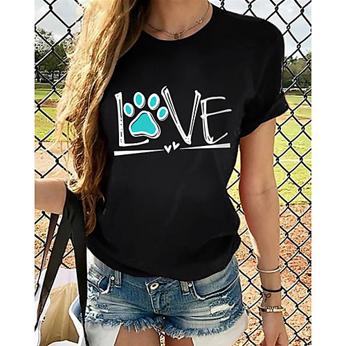 

Women's Tops Graphic T-shirt - Print Round Neck Basic Daily Summer Black S M L XL 2XL 3XL 4XL