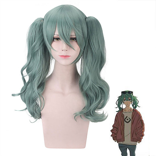 

Vocaloid Hatsune Miku Cosplay Wigs Women's With 2 Ponytails 19 inch Heat Resistant Fiber Plaited Green Adults' Anime Wig