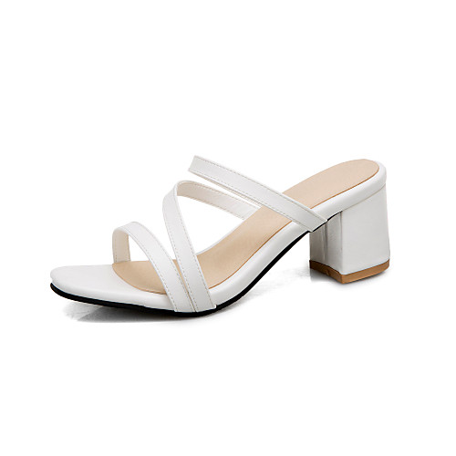 

Women's Sandals 2020 Summer Block Heel Open Toe Preppy Minimalism Daily Party & Evening Solid Colored PU White / Black