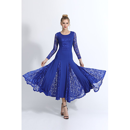 

Ballroom Dance Dance Costumes Dress Lace Women's Training Performance Long Sleeve Natural Lace Milk Fiber