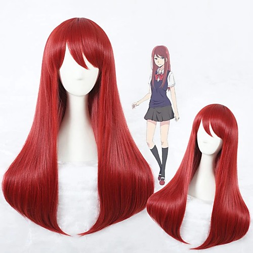 

Cosplay Costume Wig Cosplay Wig Sanae Ebato Straight Cosplay Halloween With Bangs Wig Long Red Synthetic Hair 29 inch Women's Anime Cosplay Soft Red