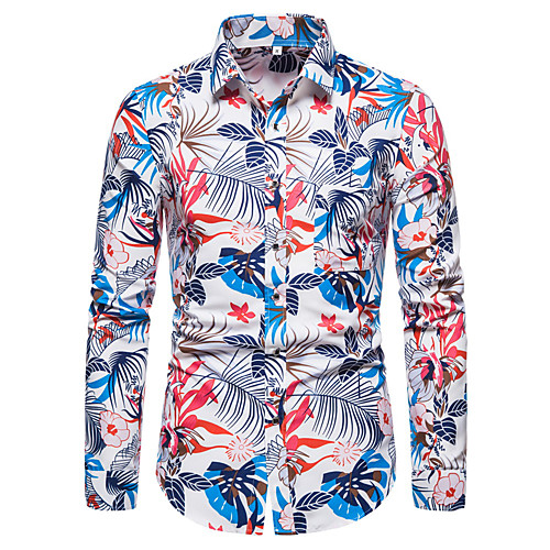 

Men's Floral Tropical Leaf Shirt Hawaiian Going out Red