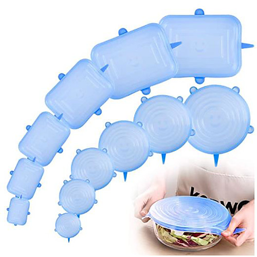 

Silicone Stretch Lids Kitchen Tools Accessories Reusable Silicone Adjustable 12pcs 6pcs for Fruit Vegetable Bowl Covers Containers Free Keeping Food Fresh