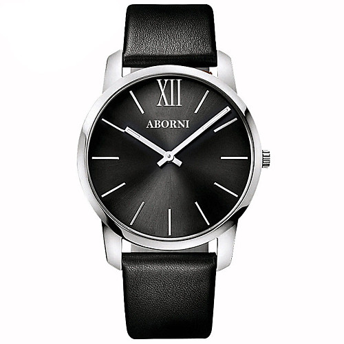 

Men's Sport Watch Quartz Genuine Leather Black Water Resistant / Waterproof Analog Minimalist Big Face - Black Black / White / Stainless Steel