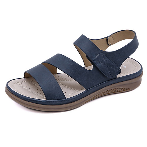 

Women's Sandals Summer Flat Heel Open Toe Daily PU Almond / Black / Red