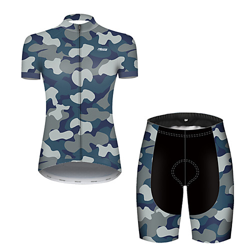 

21Grams Women's Short Sleeve Cycling Jersey with Shorts Nylon Polyester Camouflage Patchwork Camo / Camouflage Bike Clothing Suit Breathable 3D Pad Quick Dry Ultraviolet Resistant Reflective Strips