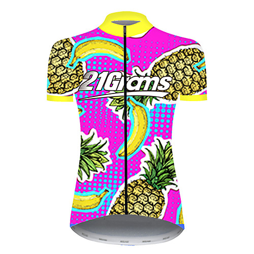 

21Grams Women's Short Sleeve Cycling Jersey Nylon Polyester Red / Yellow Fruit Pineapple Banana Bike Jersey Top Mountain Bike MTB Road Bike Cycling Breathable Quick Dry Ultraviolet Resistant Sports