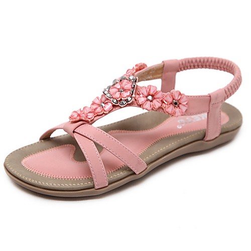 

Women's Sandals Summer Flat Heel Open Toe Daily PU Black / Pink / Beige