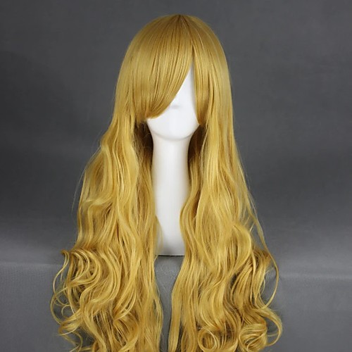 

Cosplay Wig Watatsuki No Toyohime TouHou Project Curly Cosplay Halloween Asymmetrical With Bangs Wig Long Blonde Synthetic Hair 35 inch Women's Anime Cosplay Best Quality Blonde