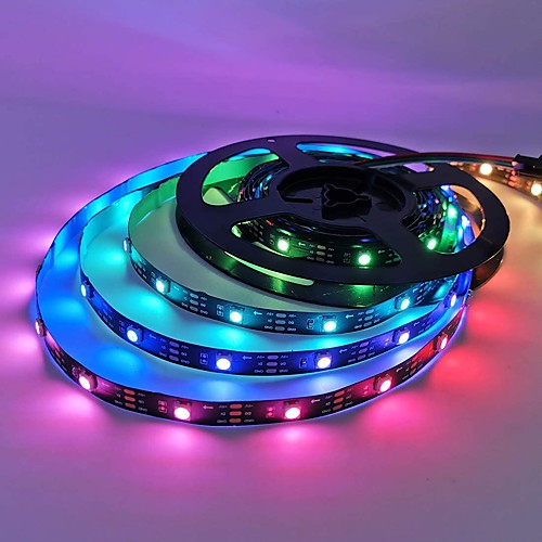 

WS2811 Dream-color LED Strip Christmas Gift 5m 16.4ft 150 LEDs 300 LEDs Black PCB Flexible Addressable Strip Light with 3 Key MINI Controller or DC12V Adapter (Optional)