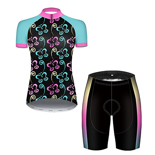 

21Grams Women's Short Sleeve Cycling Jersey with Shorts Black / Blue Butterfly Bike Breathable Sports Butterfly Mountain Bike MTB Road Bike Cycling Clothing Apparel / Stretchy