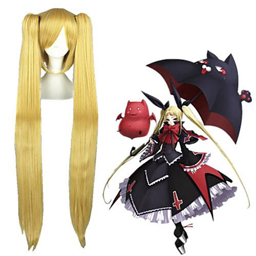

Cosplay Costume Wig Cosplay Wig Rachel Alucard BLAZBLUE Straight Cosplay Asymmetrical With 2 Ponytails With Bangs Wig Very Long Blonde Synthetic Hair 40 inch Women's Anime Cosplay Designers Blonde