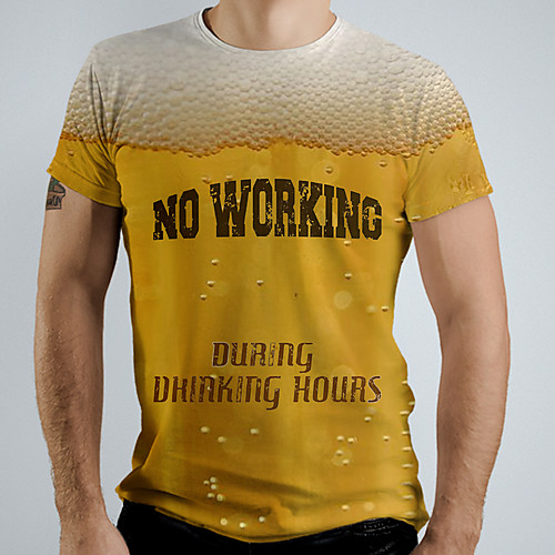 

Men's Graphic Letter Print T-shirt Basic Daily Yellow