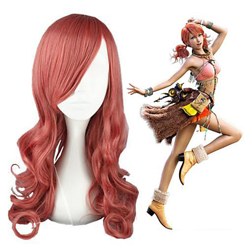 

Cosplay Wig Oerba Dia Vanille Final Fantasy Curly Cosplay Asymmetrical Wig Medium Length Pink Synthetic Hair 26 inch Women's Anime Cosplay Lovely Pink