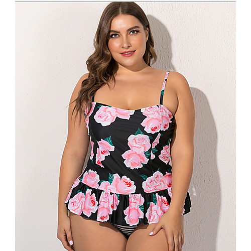

Women's Blushing Pink Tankini Swimwear Swimsuit - Floral L XL XXL Blushing Pink