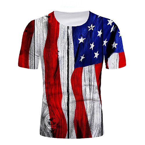 

Men's T shirt Graphic National Flag Print Short Sleeve Daily Tops White