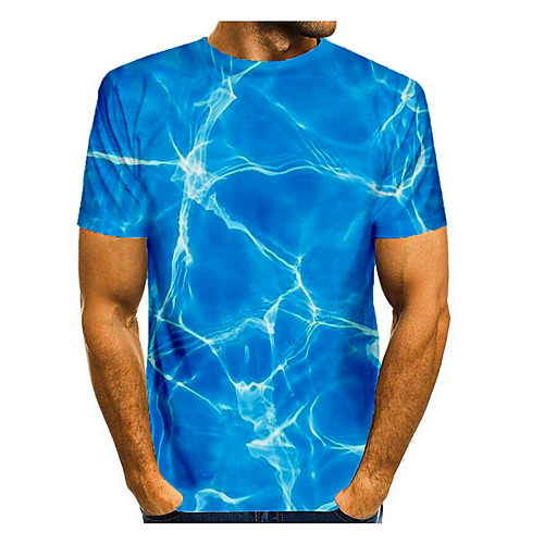 

Men's Graphic 3D Print Space Print T-shirt Basic Daily Blue