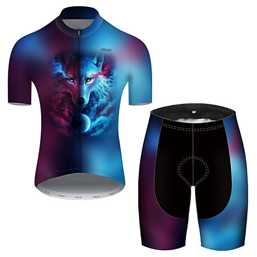 

21Grams Men's Short Sleeve Cycling Jersey with Shorts Blue Animal Bike Breathable Sports Patterned Mountain Bike MTB Road Bike Cycling Clothing Apparel / Stretchy