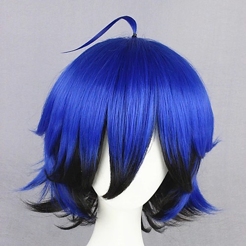 

Cosplay Wig Manami Sangaku Yowamushi Pedal Curly Cosplay Halloween With Bangs Wig Short Blue Synthetic Hair 12 inch Men's Anime Cosplay Color Gradient Mixed Color