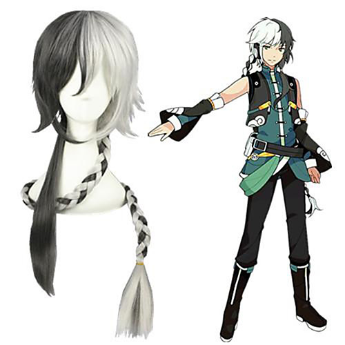 

Cosplay Wig Yuezheng Longya Vocaloid Straight Cosplay With Bangs Wig Very Long Silver grey Synthetic Hair 43 inch Men's Anime Cosplay Cool Gray