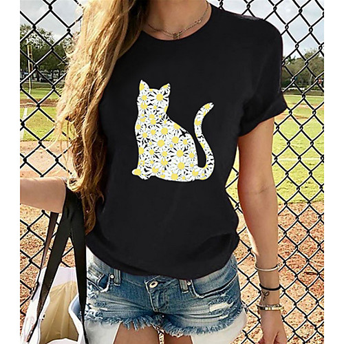 

Women's Tops Graphic 3D Print T-shirt - Print Round Neck Basic Daily Spring Summer Rainbow XS S M L XL 2XL 3XL 4XL 5XL 6XL
