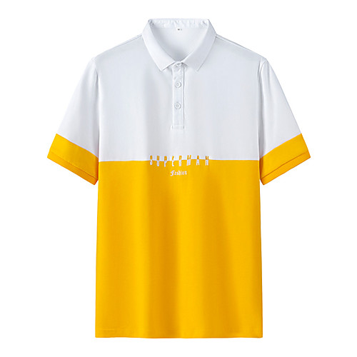 

Men's Color Block Patchwork Polo Daily Work Black / Blue / Yellow / Light Green