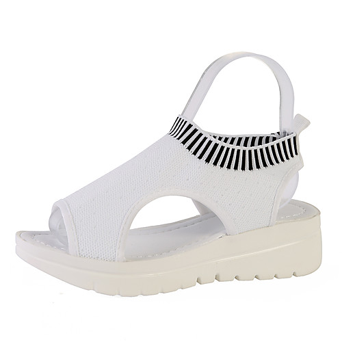 

Women's Sandals 2020 Summer Flat Heel Peep Toe Preppy Daily Braided Tissage Volant White / Black / Blue