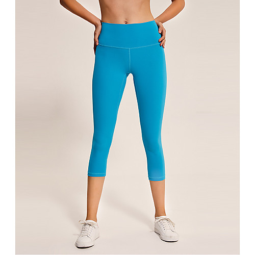 

Women's Yoga Pants Pocket Fashion Blue Nylon Yoga Running Fitness 3/4 Capri Pants Sport Activewear Comfy Breathable Comfort Quick Dry Tummy Control High Elasticity / Butt Lift