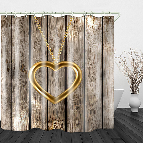 

Heart Pendant Decoration Digital Print Waterproof Fabric Shower Curtain for Bathroom Home Decor Covered Bathtub Curtains Liner Includes with Hooks