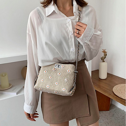 

Women's Flower Polyester Crossbody Bag White / Khaki