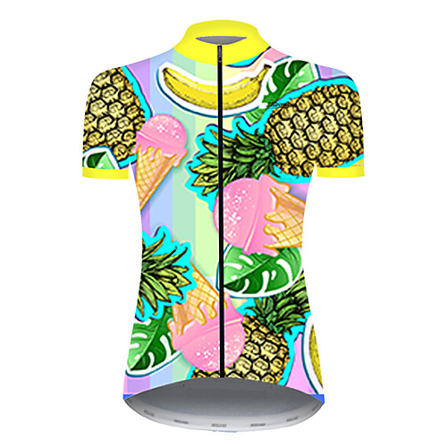 

21Grams Women's Short Sleeve Cycling Jersey Nylon BlueYellow Pineapple Banana Fruit Bike Jersey Top Mountain Bike MTB Road Bike Cycling Quick Dry Breathable Sports Clothing Apparel / Micro-elastic