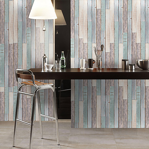 

1 Pc Waterproof And Wear-resistant Colored Wood Grain Wallpaper Wall Sticker Floor Stickers Pvc Thickening 30300 cm