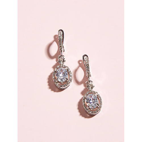 

Women's Clear Crystal Earrings Pear Cut Drop Romantic Sweet Earrings Jewelry Silver For Wedding Party Festival 1 Pair