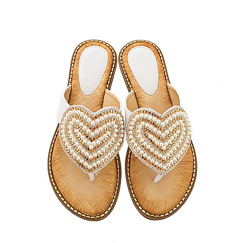 

Women's Slippers & Flip-Flops Summer Flat Heel Open Toe Daily PU Almond / White / Black