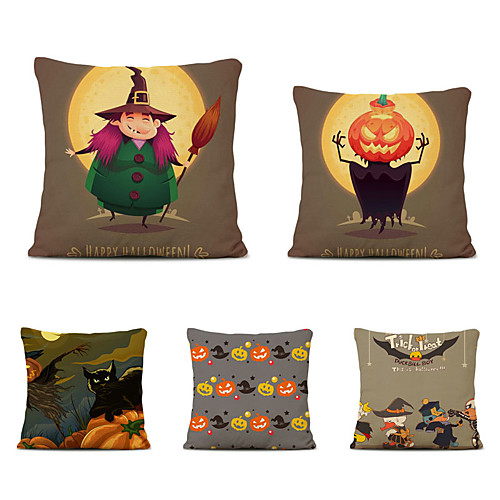 

Halloween Party Halloween Decor Horror Ghost Set of 5 Throw Pillow Simple Classic 4545 cm Polyester Pillow Cover Special Design Halloween Square Traditional Classic