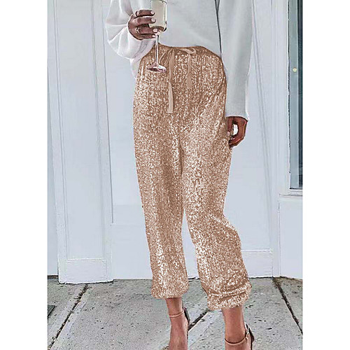 

Women's Basic Loose Chinos Pants - Solid Colored High Waist Wine Black Blue S / M / L