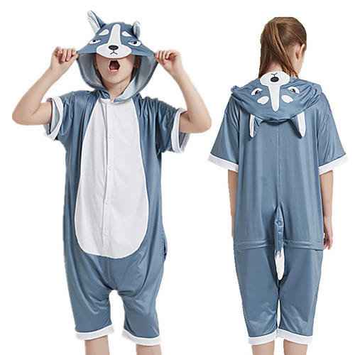 

Kid's Kigurumi Pajamas Husky Onesie Pajamas Silk Fabric Gray Cosplay For Boys and Girls Animal Sleepwear Cartoon Festival / Holiday Costumes / Leotard / Onesie