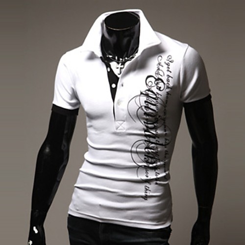 

Men's Polo Letter Short Sleeve Daily Tops White Black Gray
