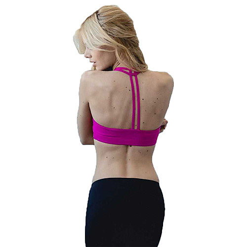 

Women's Sports Bra Light Support Open Back Removable Pad Fashion White Black Fuchsia Dark Navy Elastane Cotton Yoga Running Fitness Top Sport Activewear Breathable Quick Dry Comfortable Stretchy