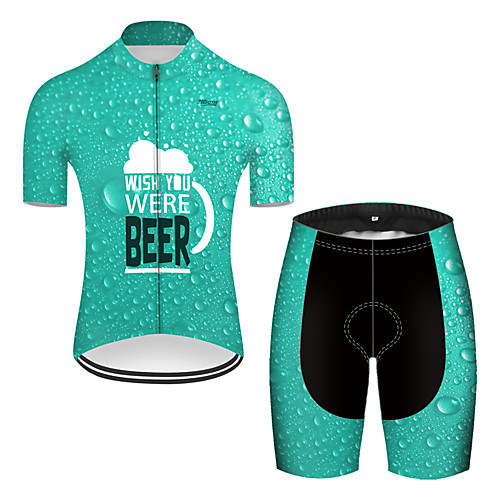 

21Grams Men's Short Sleeve Cycling Jersey with Shorts Nylon Polyester Green 3D Gradient Oktoberfest Beer Bike Clothing Suit Breathable 3D Pad Quick Dry Ultraviolet Resistant Reflective Strips Sports
