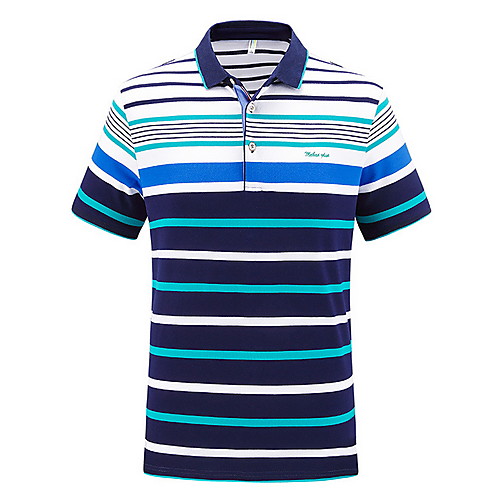

Men's Striped Print Polo Daily Red / Yellow / Green