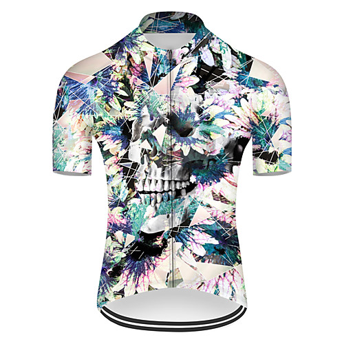 

21Grams Men's Short Sleeve Cycling Jersey Nylon Blue / White Skull Bike Top Mountain Bike MTB Road Bike Cycling Breathable Sports Clothing Apparel / Micro-elastic