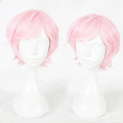 

Cosplay Wig Sakisaka Muku Curly Cosplay Halloween With Bangs Wig Short Pink Synthetic Hair 14 inch Men's Anime Cosplay Party Pink